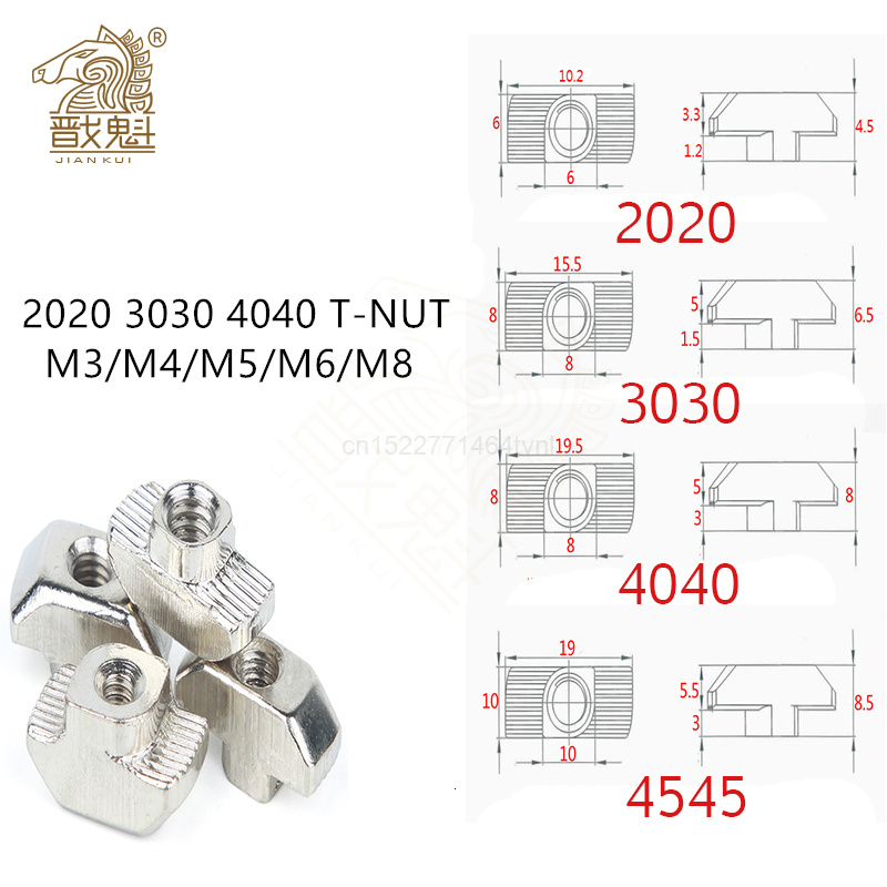 Aluminum T-Slot Profile - Tuerca en T M3 M4 M5