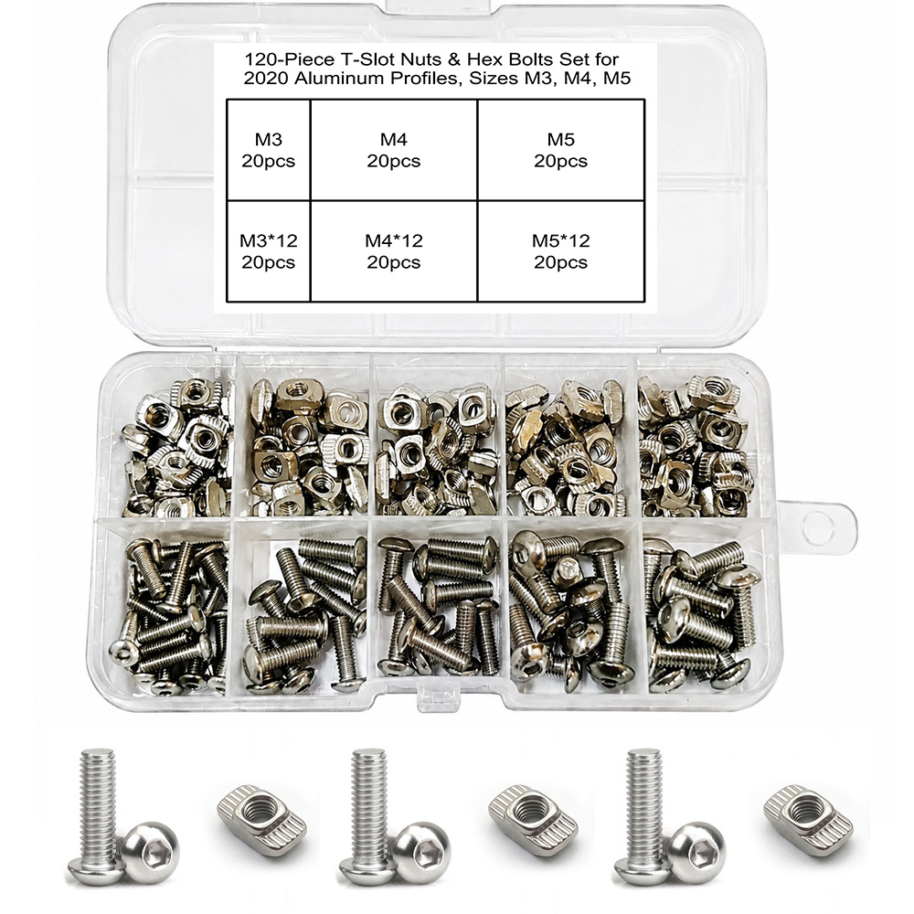 Aluminum T-Slot Profile - Juego de 120 Tuercas en T