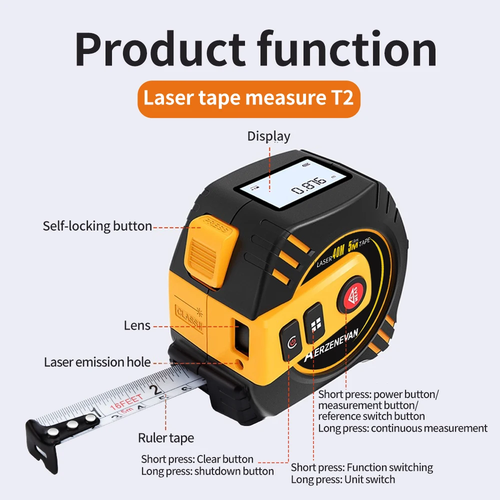 Cinta métrica láser de 80 m, h - Industrial Laser Rangefinder reseña y precio