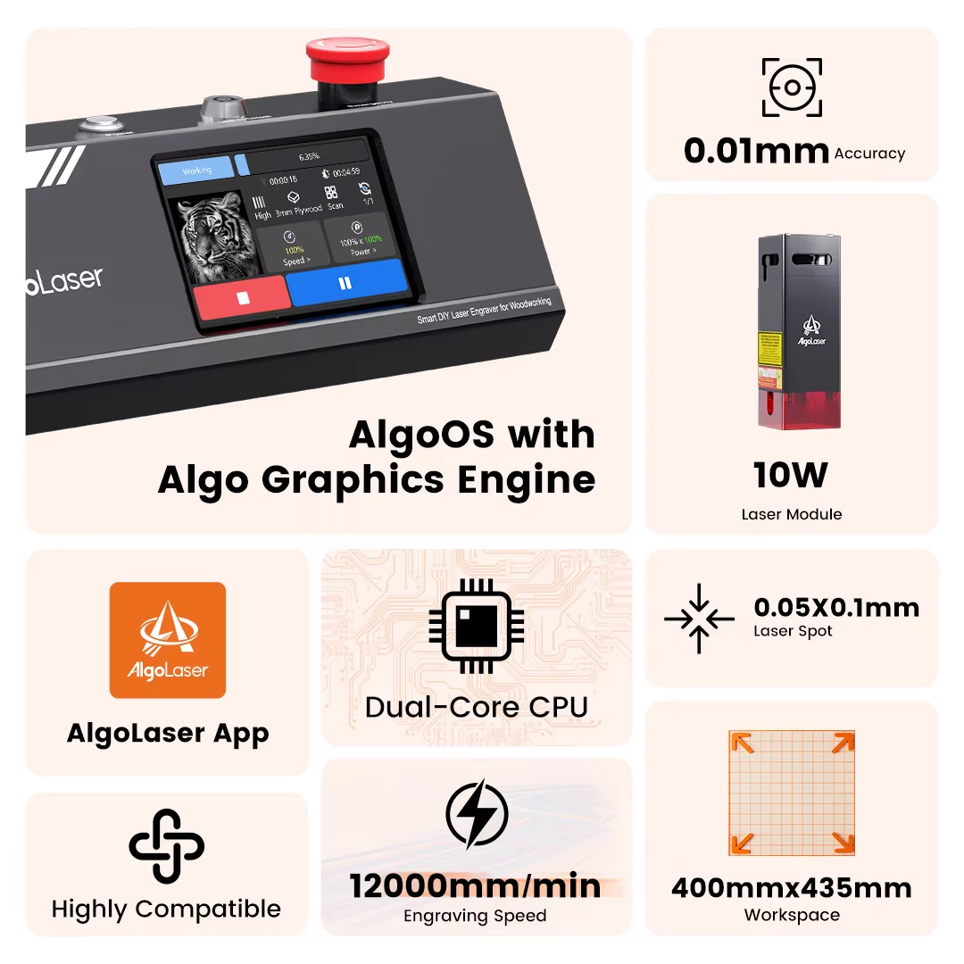 Algolaser DIY mesa 40*43cm CNC - Industrial Acrylic Laser Cutter reseña y precio